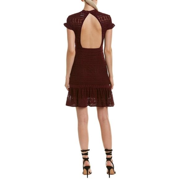 Foxiedox Ellie Fit & Flare Lace Dress Burgundy M - Picture 2 of 5